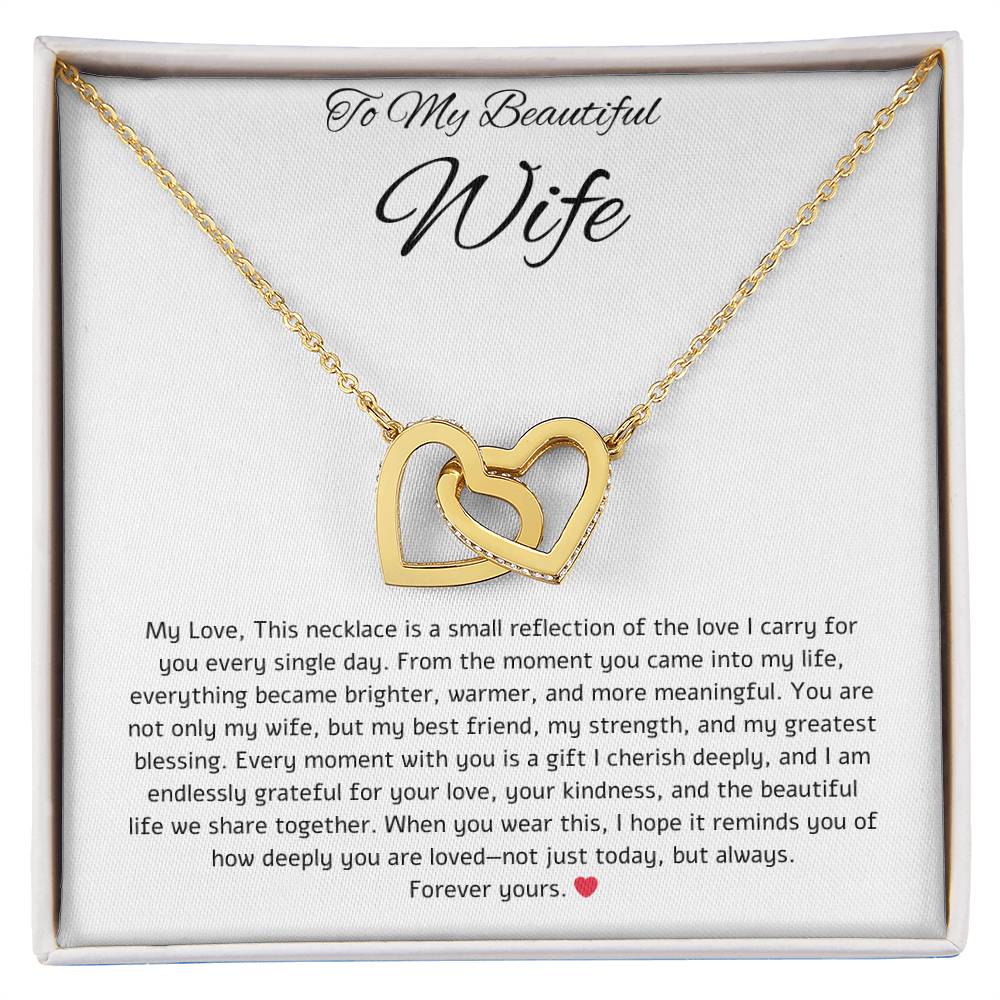 To My Beautiful Wife- Hearts Connected Necklace
