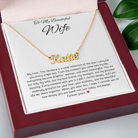 To My Beautiful Wife: Personalized Name Necklace