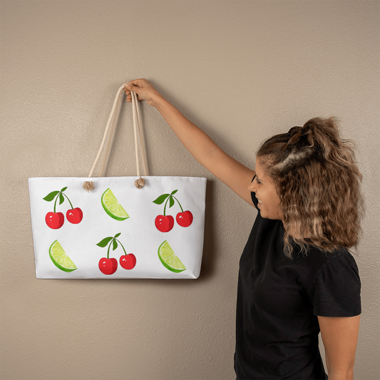 Large Cherry and Lime Tote Bag