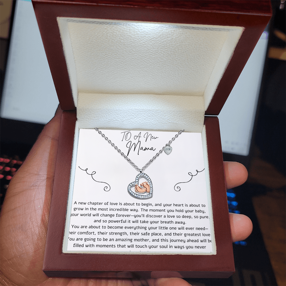 To A New Mama- Baby feet Necklace