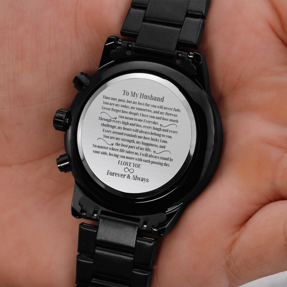 To My Husband - Forever & Always Engraved Watch