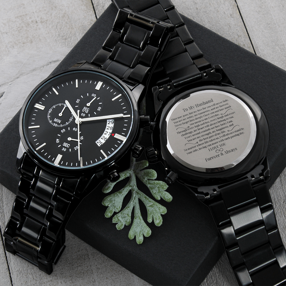 To My Husband - Forever & Always Engraved Watch
