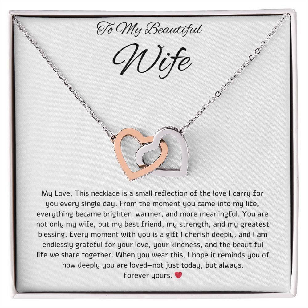To My Beautiful Wife- Hearts Connected Necklace