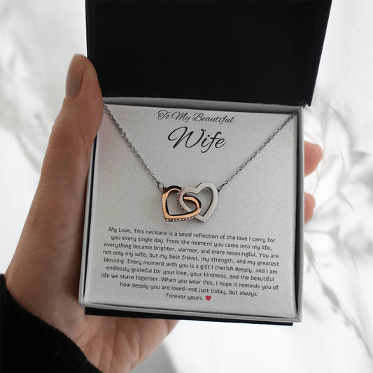 To My Beautiful Wife- Hearts Connected Necklace