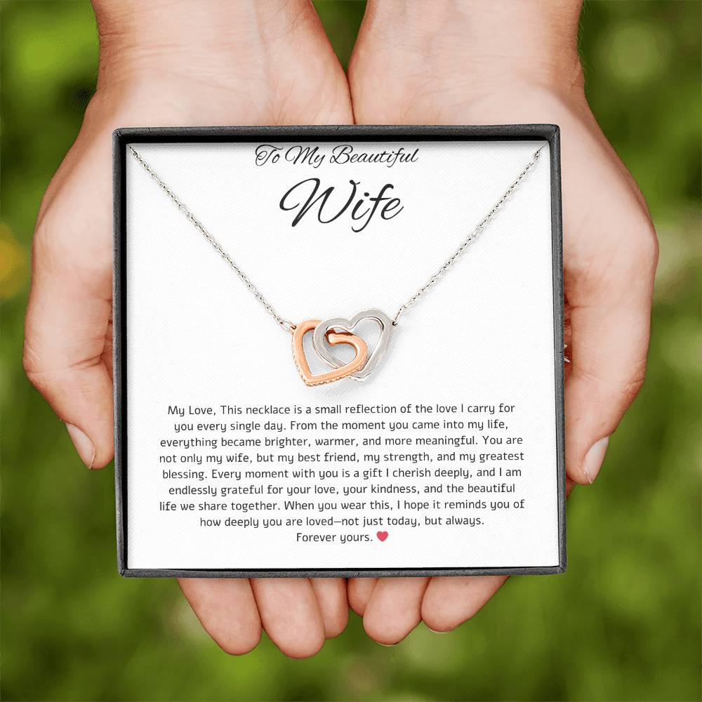 To My Beautiful Wife- Hearts Connected Necklace