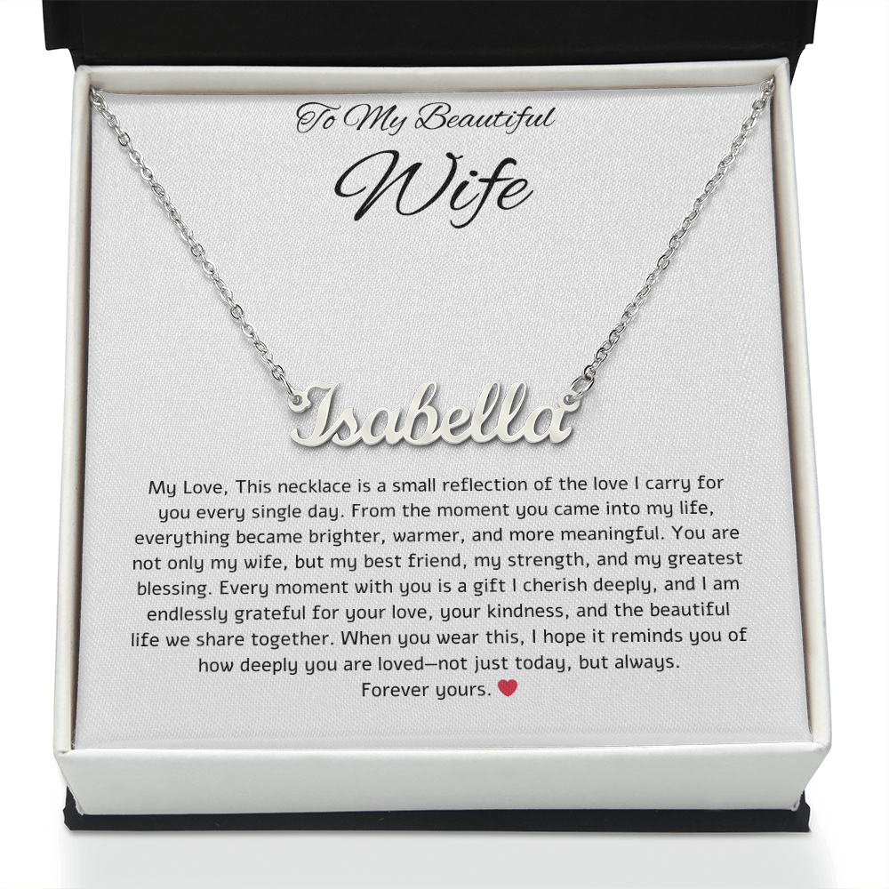 To My Beautiful Wife: Personalized Name Necklace