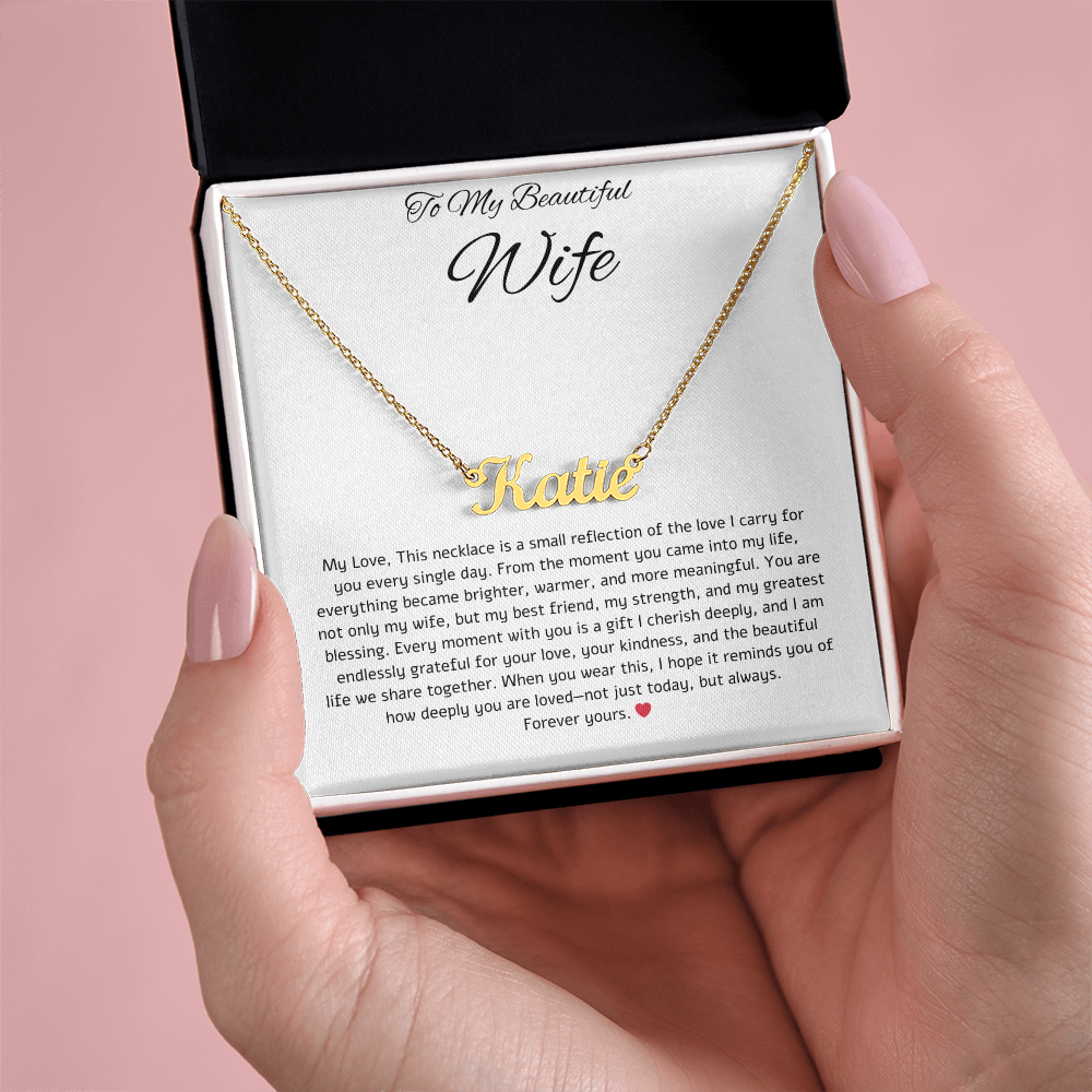 To My Beautiful Wife: Personalized Name Necklace