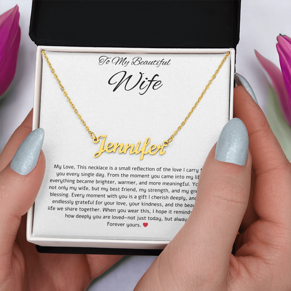 To My Beautiful Wife: Personalized Name Necklace