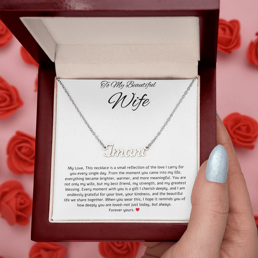 To My Beautiful Wife: Personalized Name Necklace