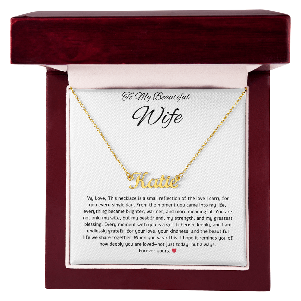 To My Beautiful Wife: Personalized Name Necklace
