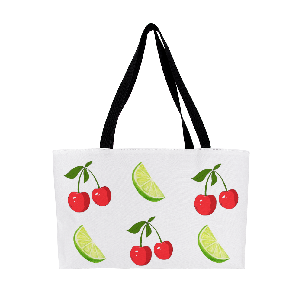 Large Cherry and Lime Tote Bag