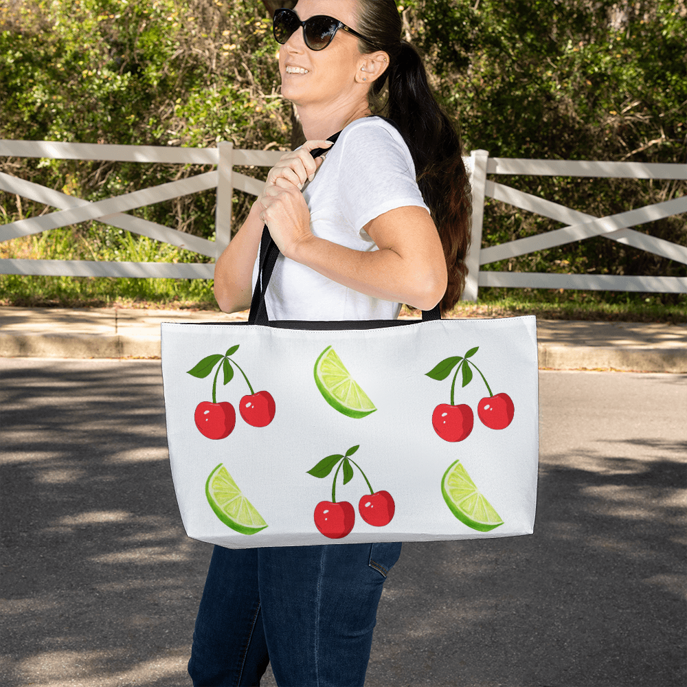 Large Cherry and Lime Tote Bag