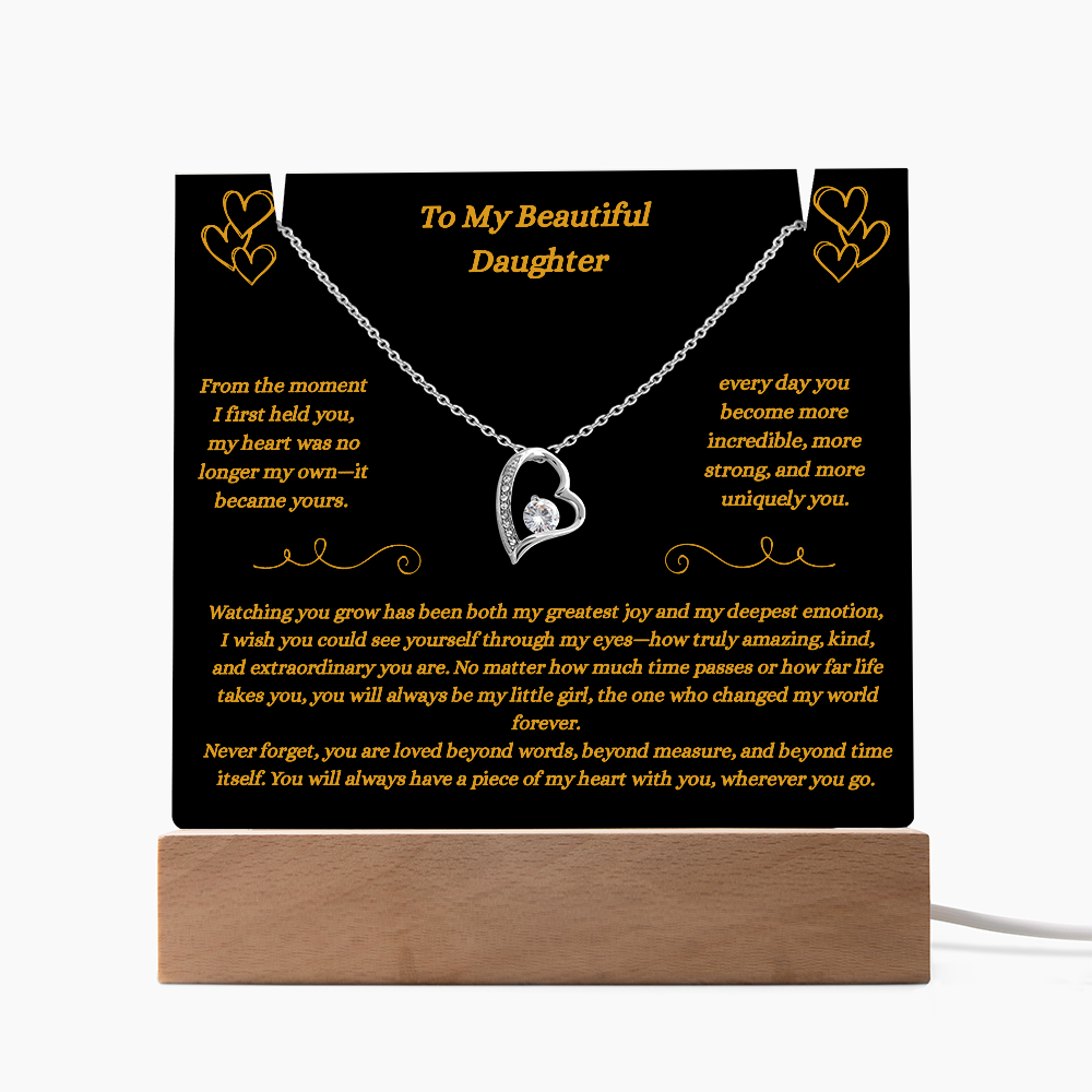To My Beautiful Daughter- Piece of My Heart Necklace and Plaque