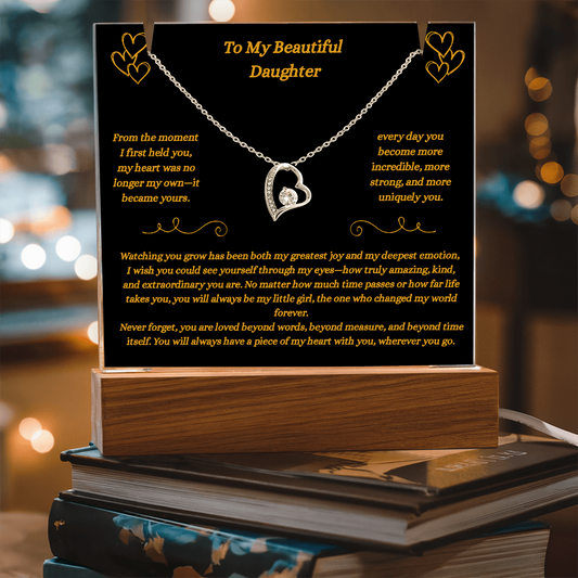 To My Beautiful Daughter- Piece of My Heart Necklace and Plaque