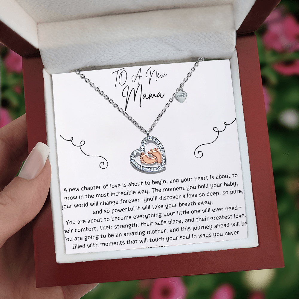 To A New Mama- Baby feet Necklace