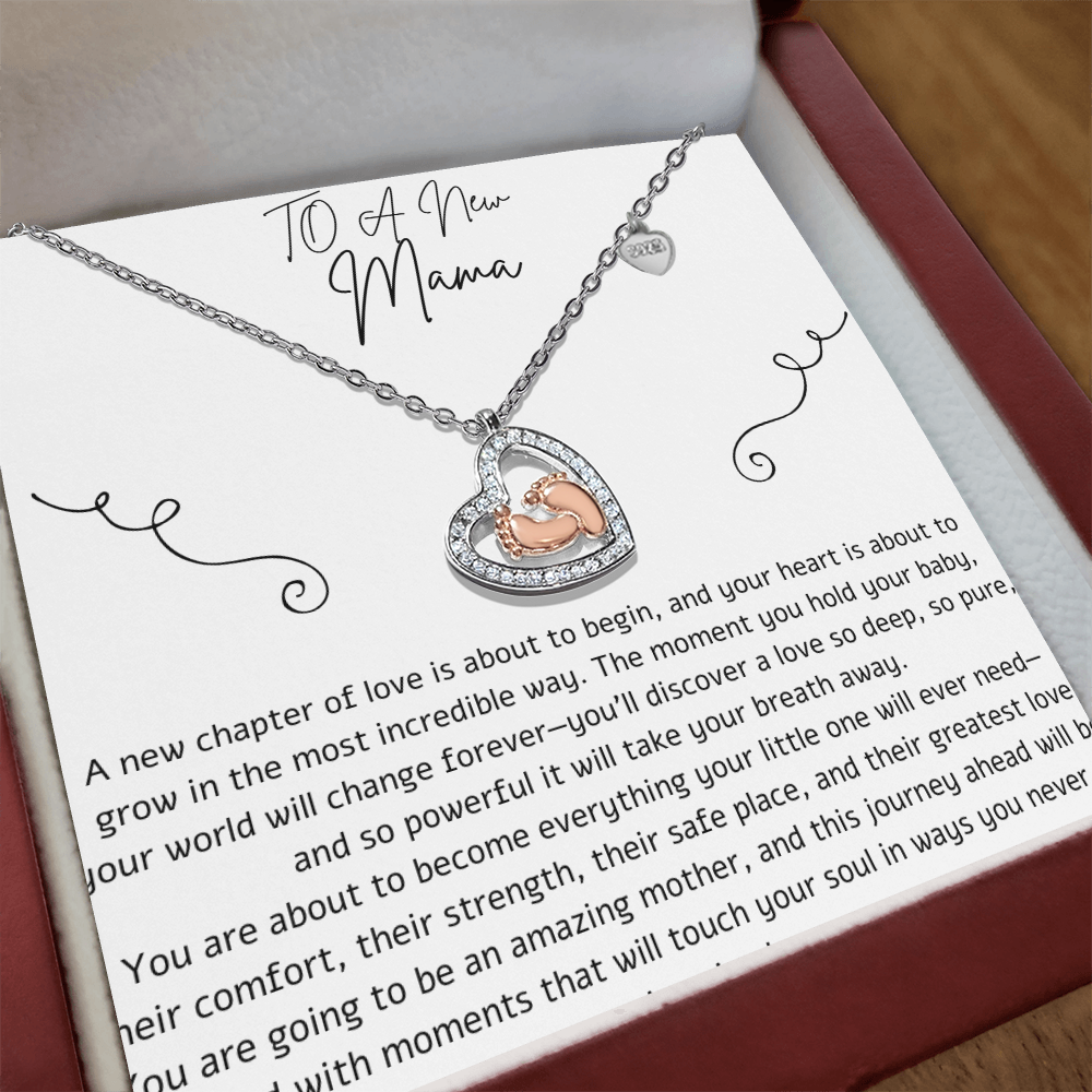 To A New Mama- Baby feet Necklace